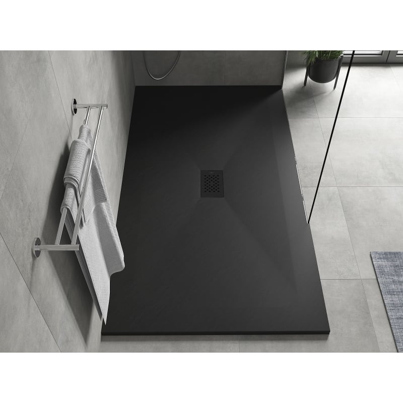 Mexen Hugo brodzik prostokątny SMC 150 x 100 cm, czarny, maskownica czarna - 42701015-B