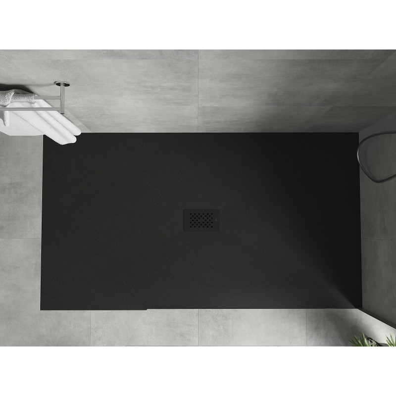 Mexen Hugo brodzik prostokątny SMC 200 x 100 cm, czarny, maskownica czarna - 42701020-B