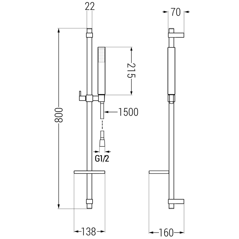 Mexen Libra DQ77 zestaw wannowy, czarny - 745113DQ77-70