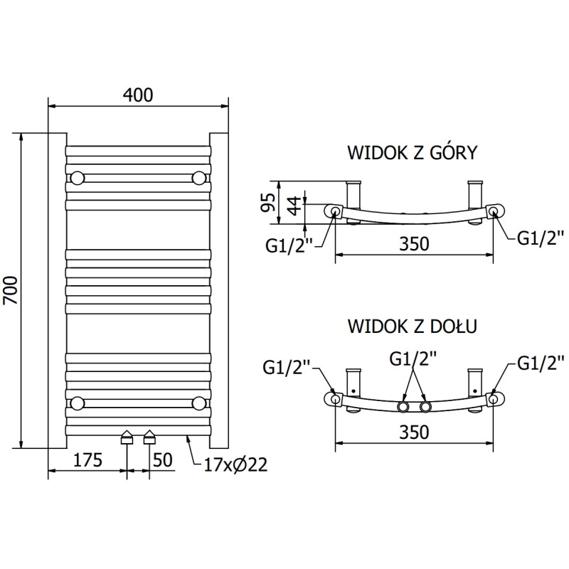 Mexen Ares grzejnik elektryczny 700 x 400 mm, 300 W, czarny - W102-0700-400-2300-70