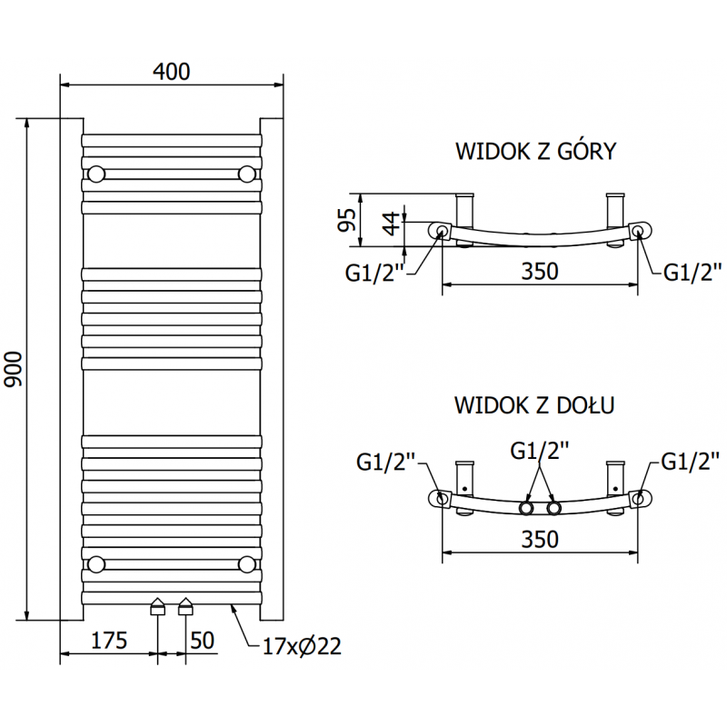 Mexen Ares grzejnik elektryczny 900 x 400 mm, 300 W, antracyt - W102-0900-400-2300-66