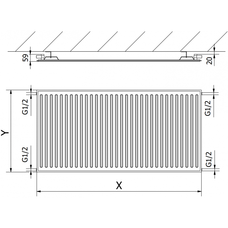 Mexen CH10 Hygiene grzejnik płytowy 900 x 3000 mm, podłączenie boczne, 2680 W, czarny - W410H-090-300-70