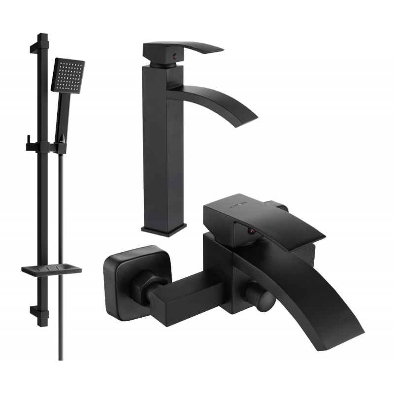 Mexen Libra DQ45 zestaw wannowy, czarny - 745113DQ45-70