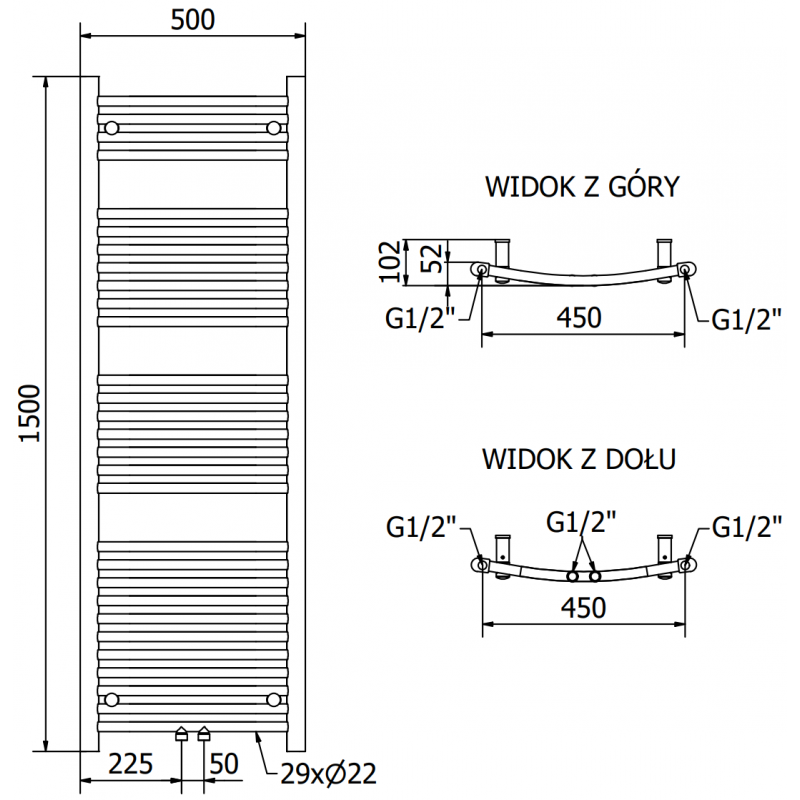 Mexen Ares grzejnik elektryczny 1500 x 500 mm, 600 W, biały - W102-1500-500-2600-20