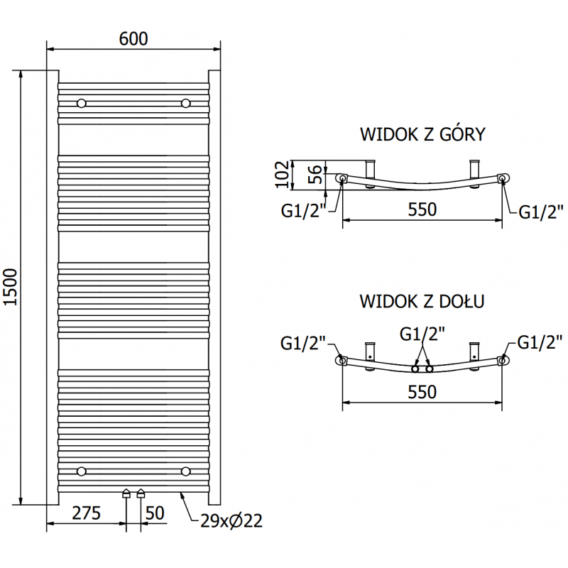 Mexen Ares grzejnik elektryczny 1500 x 600 mm, 900 W, biały - W102-1500-600-2900-20