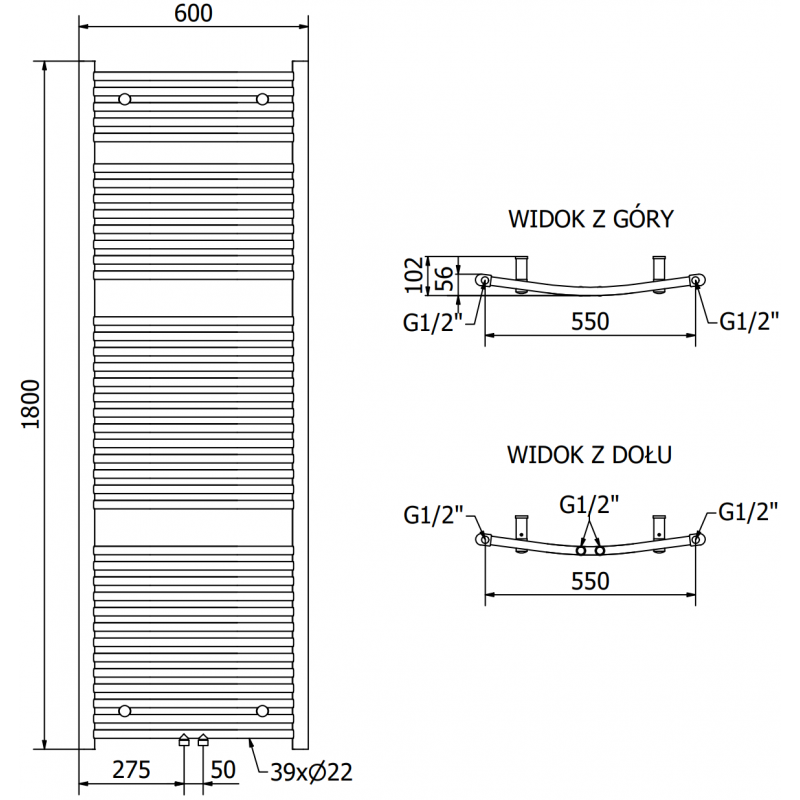 Mexen Ares grzejnik elektryczny 1800 x 600 mm, 900 W, czarny - W102-1800-600-2900-70