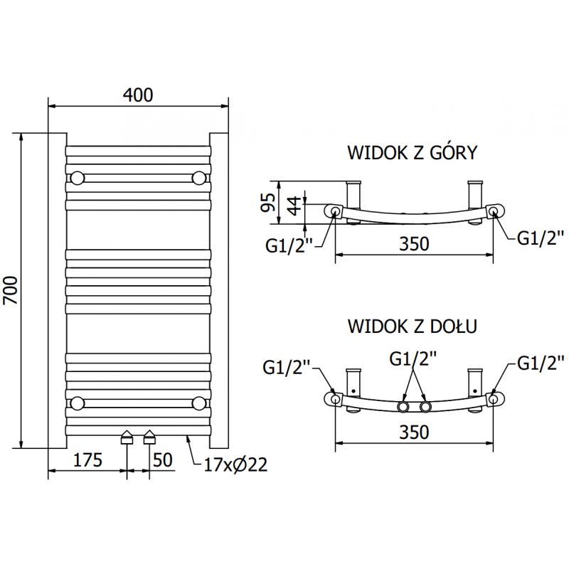 Mexen Ares grzejnik elektryczny 700 x 400 mm, 300 W, czarny - W102-0700-400-6300-70