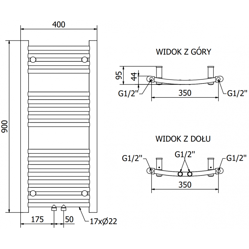 Mexen Ares grzejnik elektryczny 900 x 400 mm, 300 W, czarny - W102-0900-400-6300-70