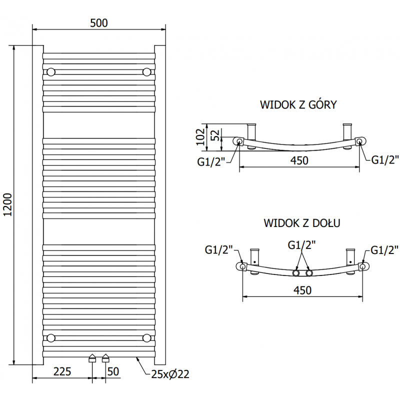 Mexen Ares grzejnik elektryczny 1200 x 500 mm, 500 W, biały - W102-1200-500-6500-20