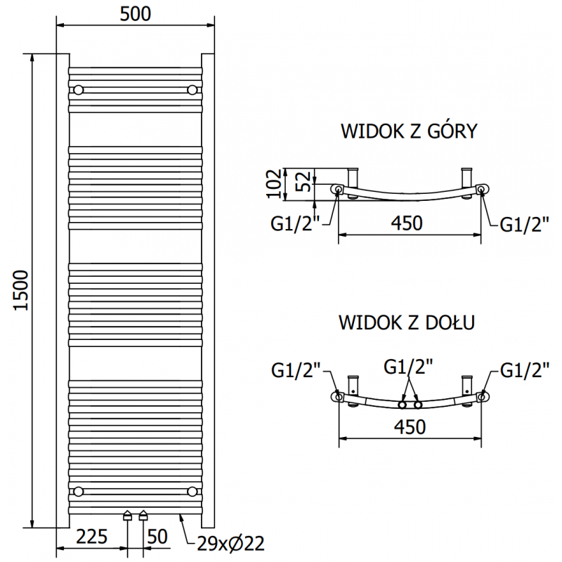 Mexen Ares grzejnik elektryczny 1500 x 500 mm, 600 W, biały - W102-1500-500-6600-20