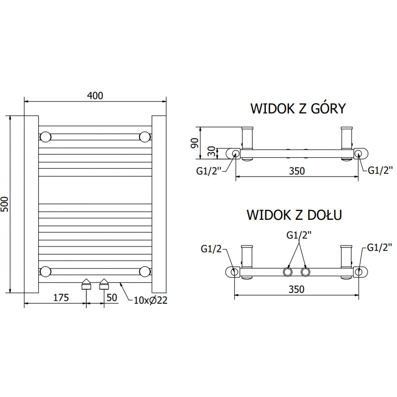 Mexen Mars grzejnik elektryczny 500 x 400 mm, 300 W, chrom - W110-0500-400-2300-01