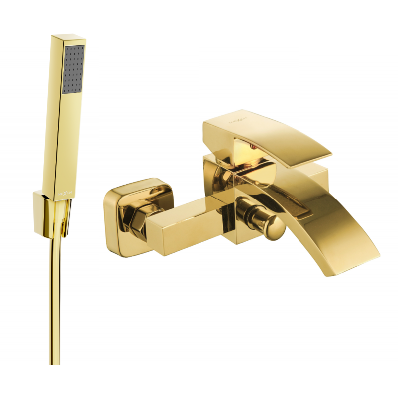 Mexen Libra R77 bateria wannowa z zestawem prysznicowym, złota - 74513R77-50