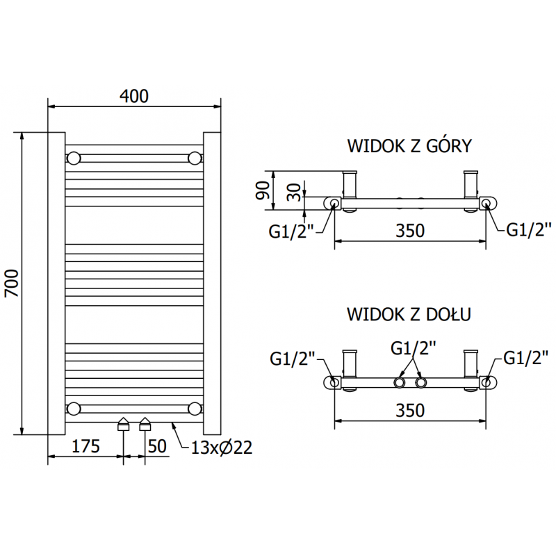 Mexen Mars grzejnik elektryczny 700 x 400 mm, 300 W, antracyt - W110-0700-400-2300-66
