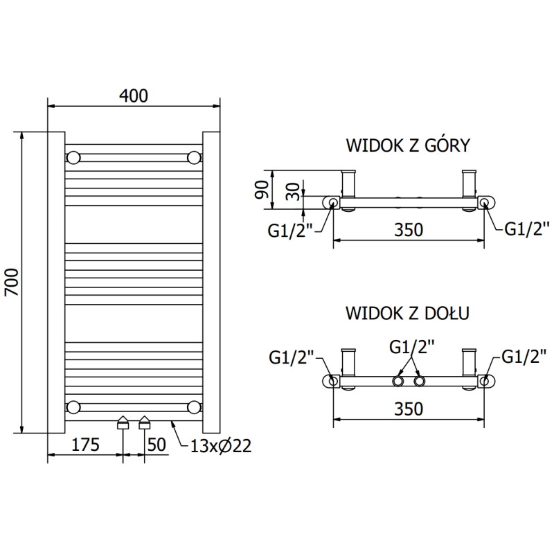 Mexen Mars grzejnik elektryczny 700 x 400 mm, 300 W, czarny - W110-0700-400-2300-70