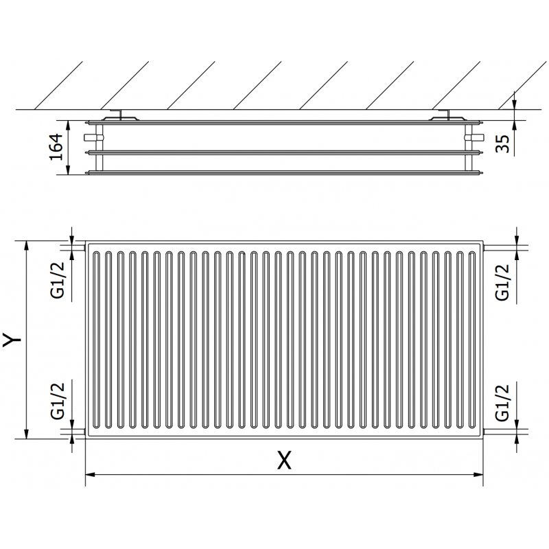 Mexen CH30 Hygiene grzejnik płytowy 400 x 2400 mm, podłączenie boczne, 2631 W, czarny - W430H-040-240-70