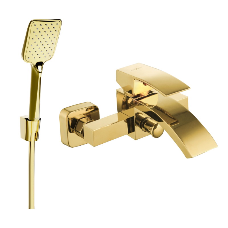 Mexen Libra R62 bateria wannowa z zestawem prysznicowym, złota - 74513R62-50