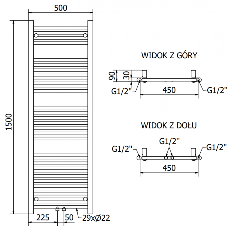 Mexen Mars grzejnik elektryczny 1500 x 500 mm, 600 W, biały - W110-1500-500-2600-20
