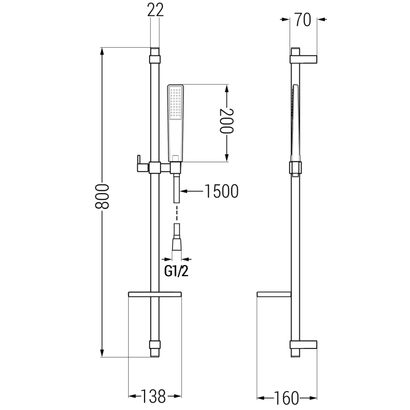 Mexen Lynx DQ72 zestaw wannowy, czarny - 745903DQ72-70