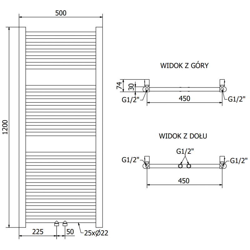 Mexen Mars grzejnik elektryczny 1200 x 500 mm, 500 W, czarny - W110-1200-500-6500-70