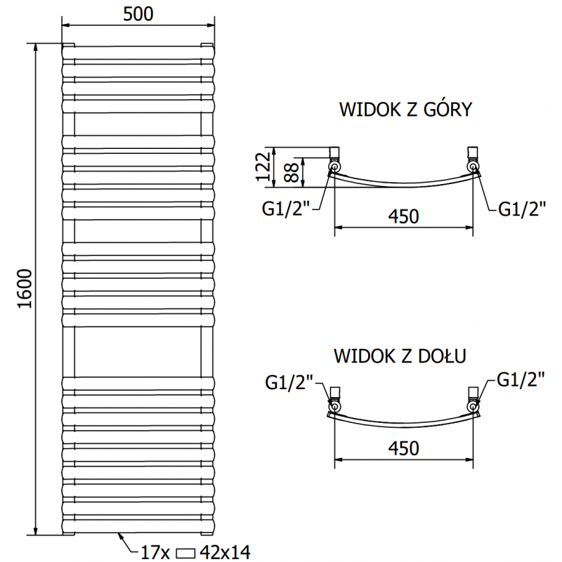 Mexen Bachus grzejnik elektryczny 1600 x 500 mm, 900 W, czarny - W109-1600-500-2900-70