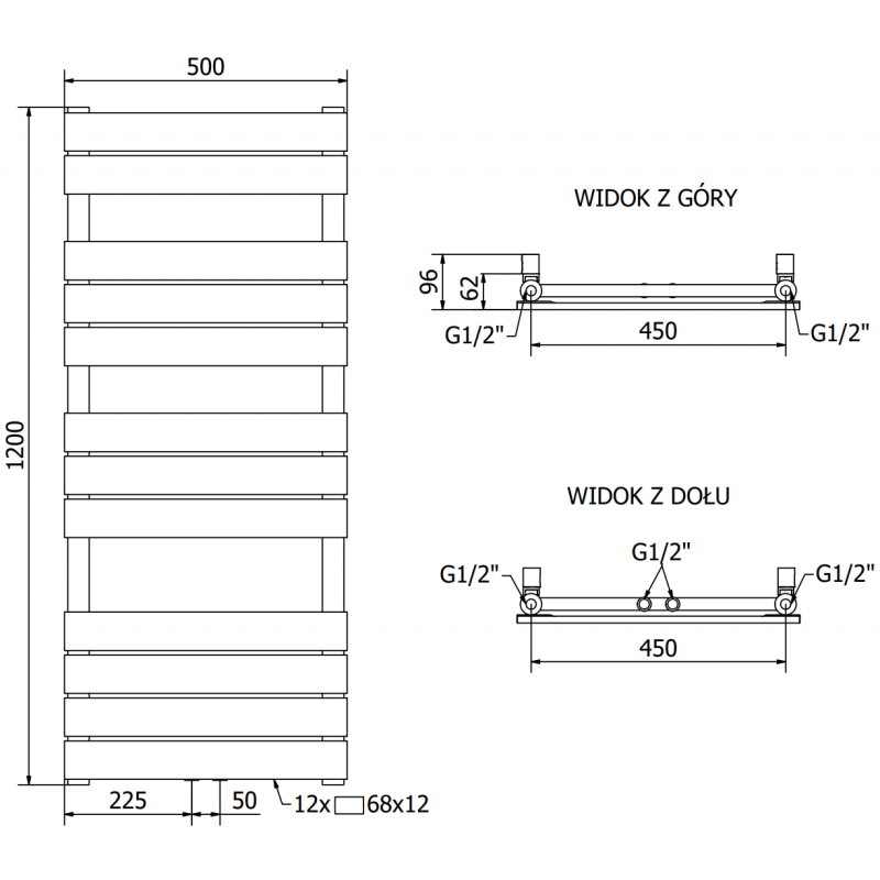 Mexen Ceres grzejnik elektryczny 1200 x 500 mm, 600 W, antracyt - W111-1200-500-2600-66