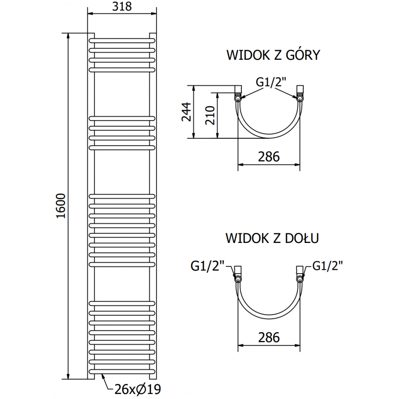 Mexen Eros grzejnik elektryczny 1600 x 318 mm, 600 W, czarny - W112-1600-318-2600-70