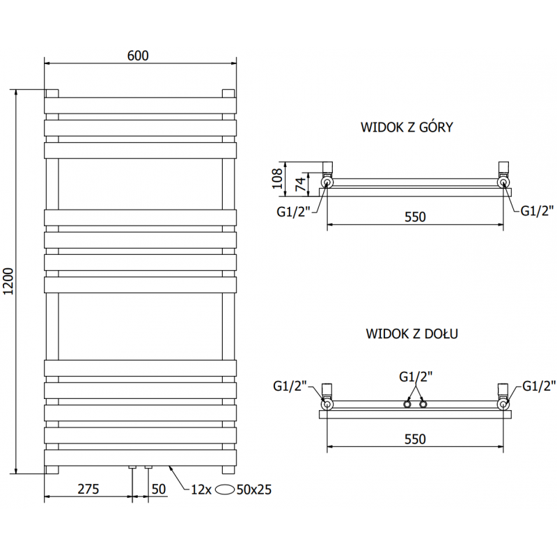 Mexen Jowisz grzejnik elektryczny 1200 x 600 mm, 600 W, biały - W107-1200-600-2600-20