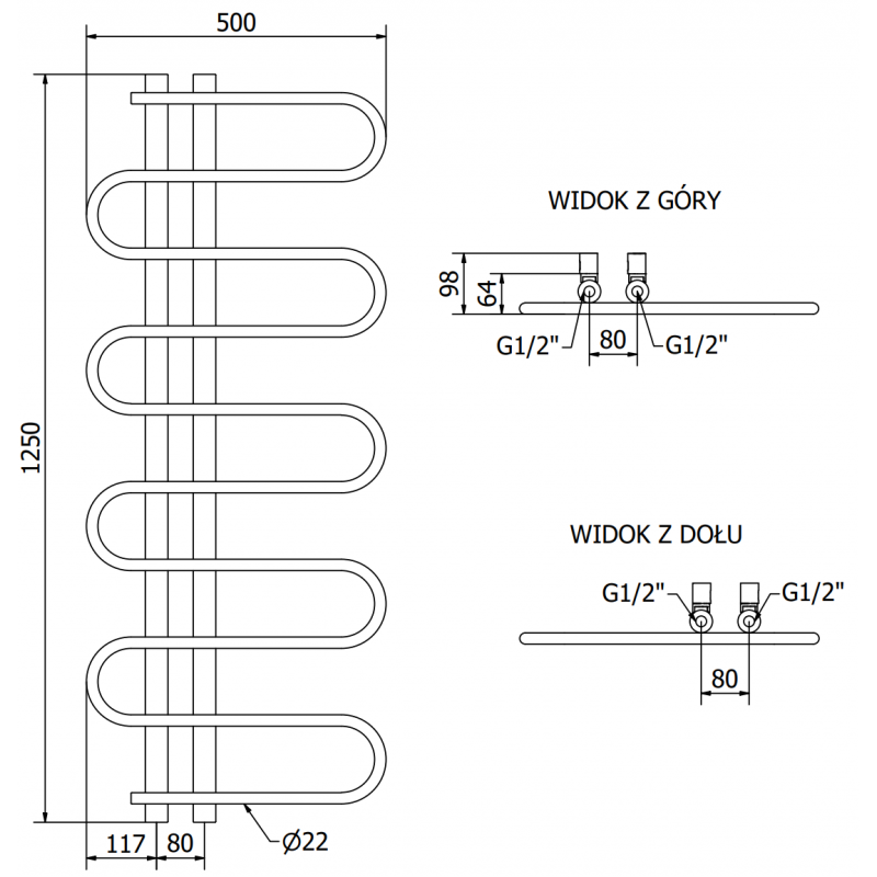 Mexen Kiso grzejnik elektryczny 1250 x 500 mm, 300 W, czarny - W114-1250-500-2300-70