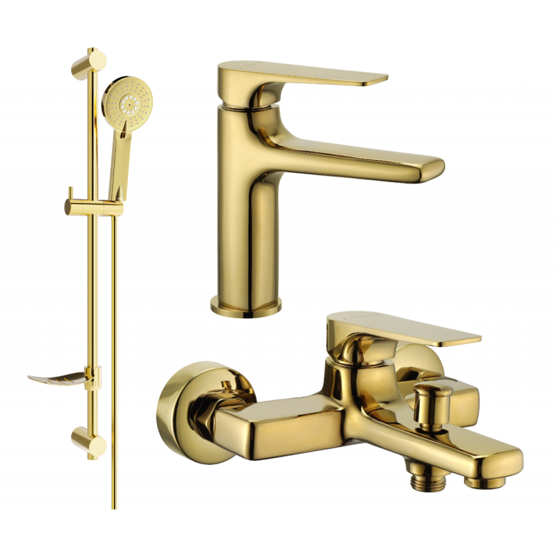 Mexen Lynx DF40 zestaw wannowy, złoty - 745903DF40-50