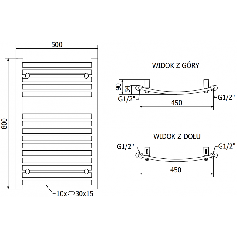 Mexen Helios grzejnik elektryczny 800 x 500 mm, 300 W, chrom - W103-0800-500-2300-01