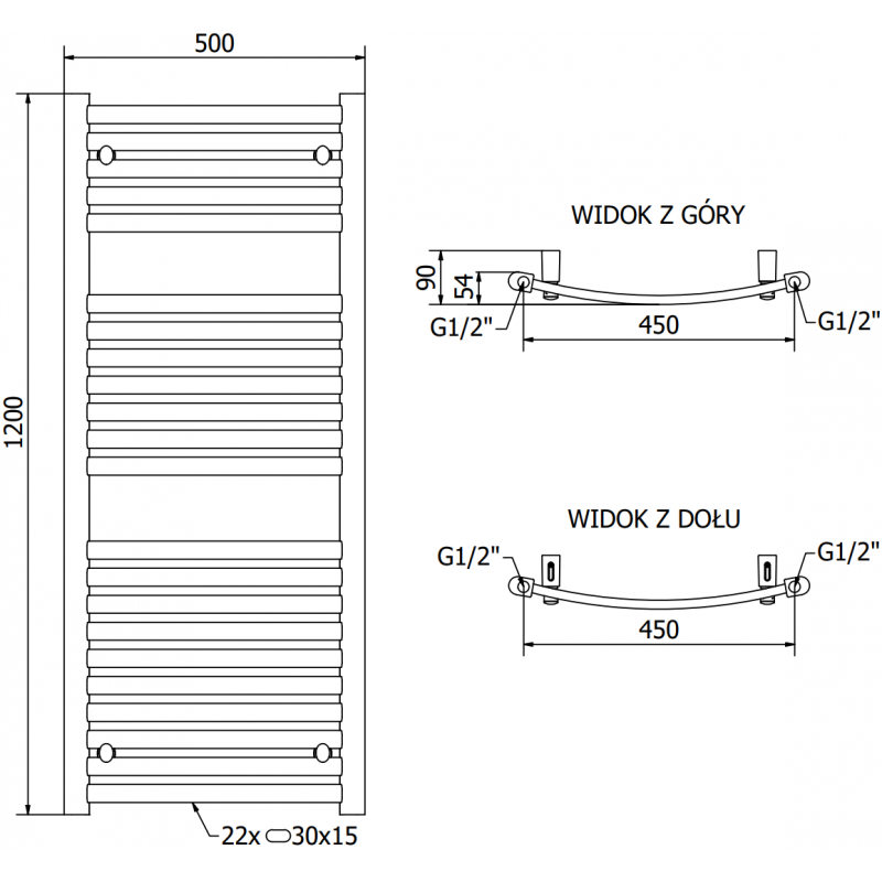Mexen Helios grzejnik elektryczny 1200 x 500 mm, 600 W, antracyt - W103-1200-500-2600-66