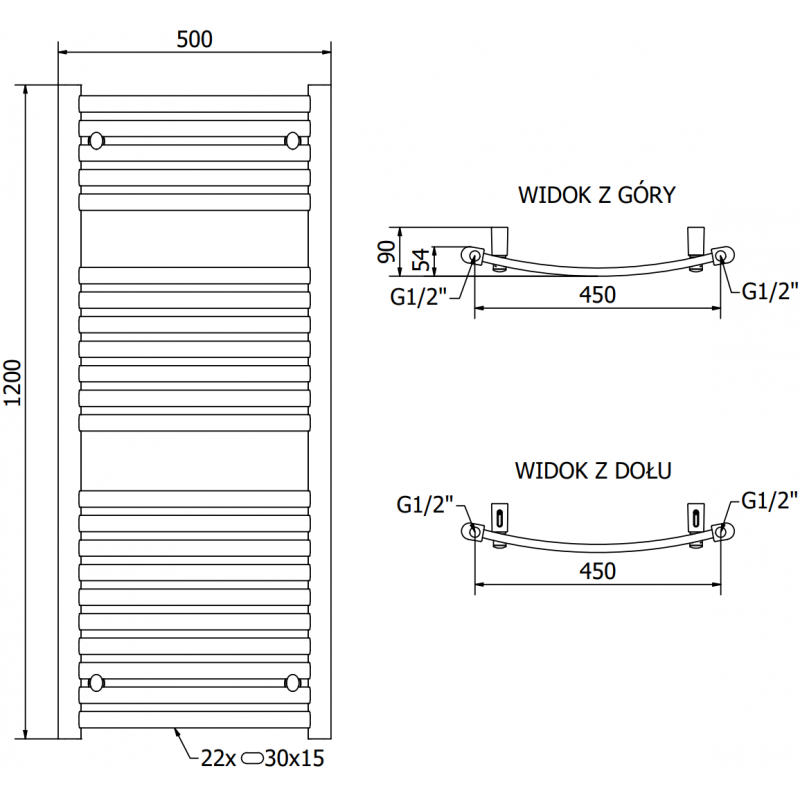 Mexen Helios grzejnik elektryczny 1200 x 500 mm, 600 W, czarny - W103-1200-500-2600-70
