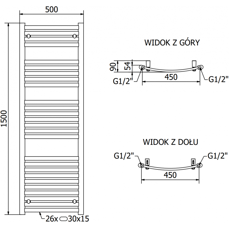 Mexen Helios grzejnik elektryczny 1500 x 500 mm, 900 W, antracyt - W103-1500-500-2900-66