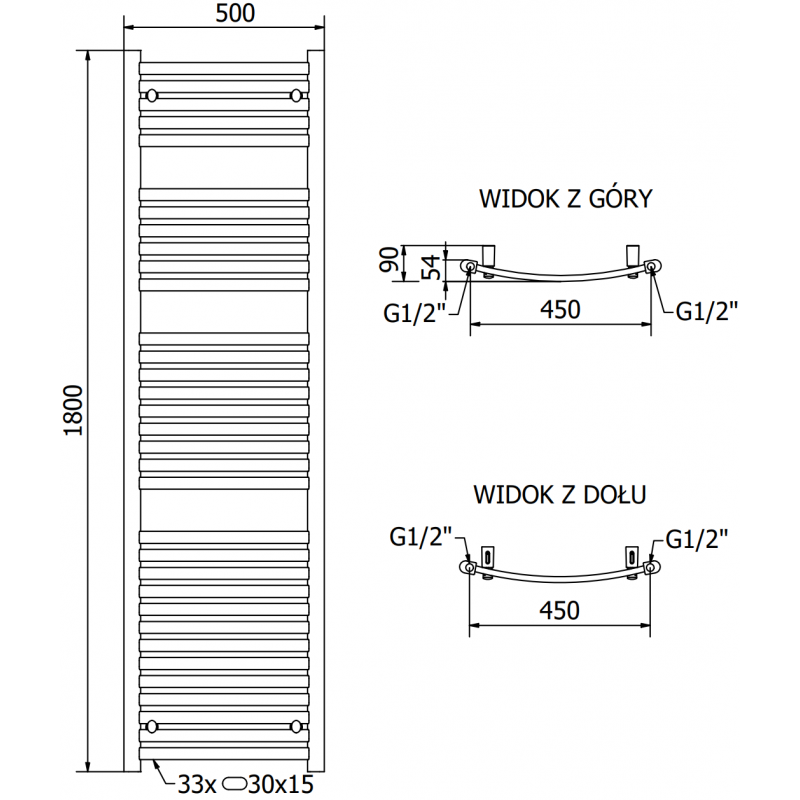 Mexen Helios grzejnik elektryczny 1800 x 500 mm, 900 W, antracyt - W103-1800-500-2900-66
