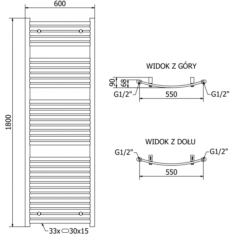 Mexen Helios grzejnik elektryczny 1800 x 600 mm, 900 W, antracyt - W103-1800-600-2900-66
