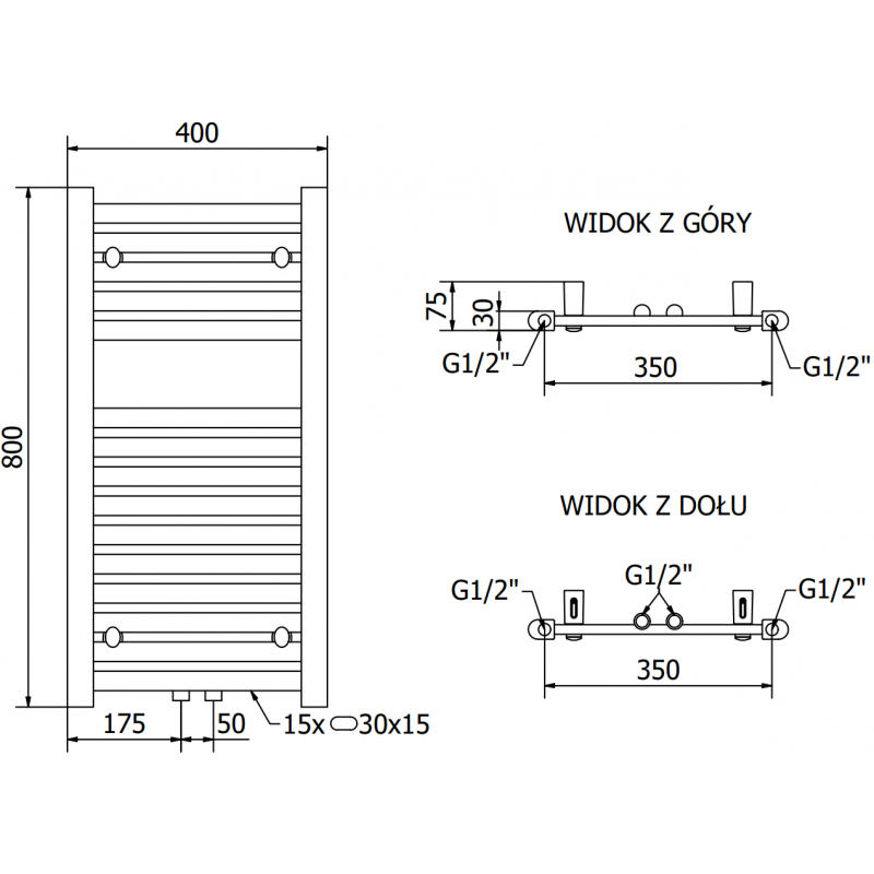 Mexen Hades grzejnik elektryczny 800 x 400 mm, 300 W, czarny - W104-0800-400-2300-70