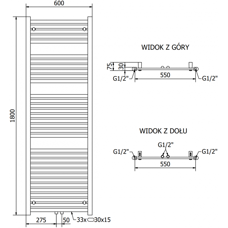 Mexen Hades grzejnik elektryczny 1800 x 600 mm, 900 W, biały - W104-1800-600-2900-20