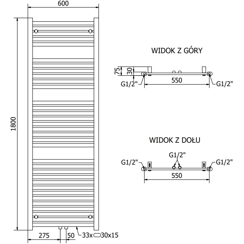 Mexen Hades grzejnik elektryczny 1800 x 600 mm, 900 W, antracyt - W104-1800-600-2900-66