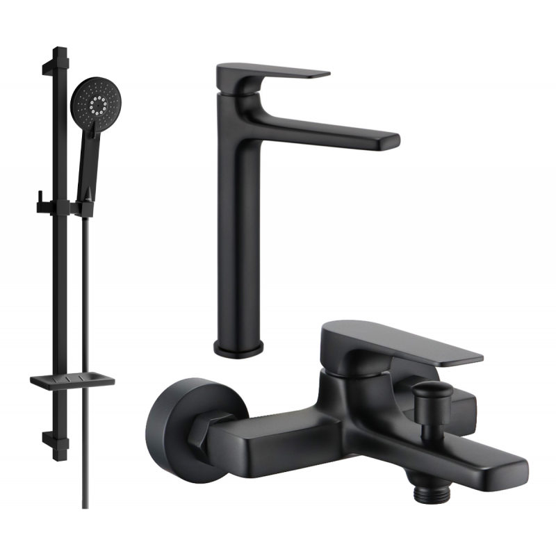 Mexen Lynx DQ40 zestaw wannowy, czarny - 745913DQ40-70