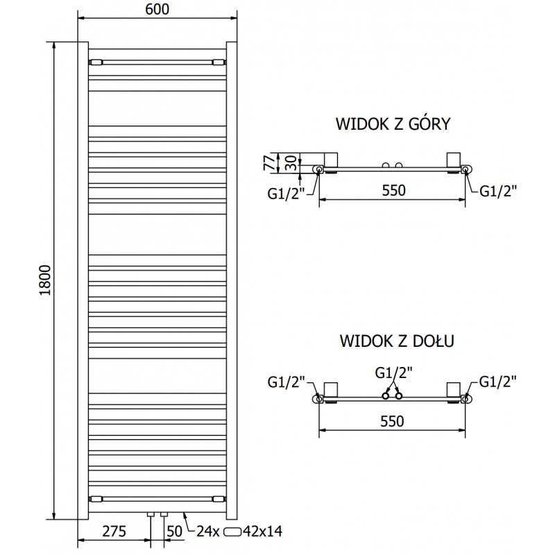 Mexen Uran grzejnik elektryczny 1800 x 600 mm, 900 W, antracyt - W105-1800-600-2900-66