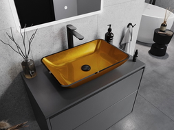 Mexen Megan szklana umywalka nablatowa 56 x 36 cm, złota - 24135650