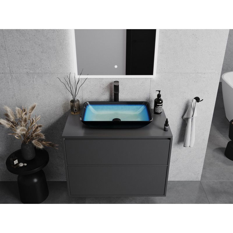 Mexen Megan szklana umywalka nablatowa 56 x 36 cm, niebieska - 24135647