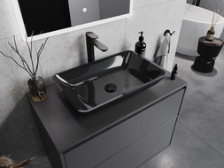 Mexen Megan szklana umywalka nablatowa 56 x 36 cm, czarna - 24135670