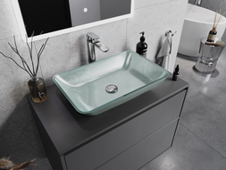 Mexen Megan szklana umywalka nablatowa 56 x 36 cm, srebrna - 24135611