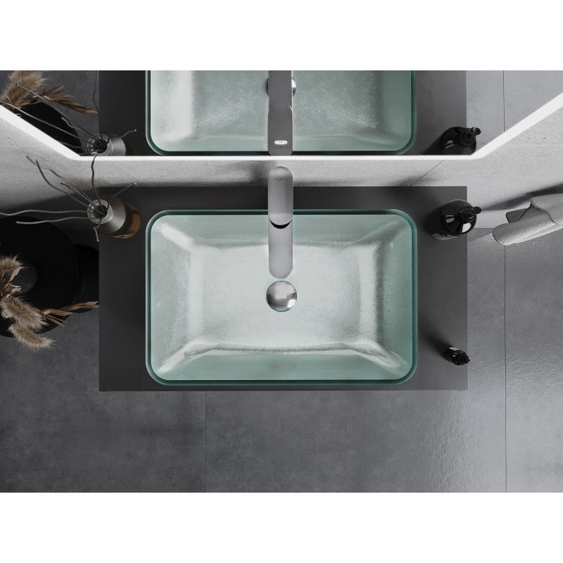 Mexen Megan szklana umywalka nablatowa 56 x 36 cm, srebrna - 24135611