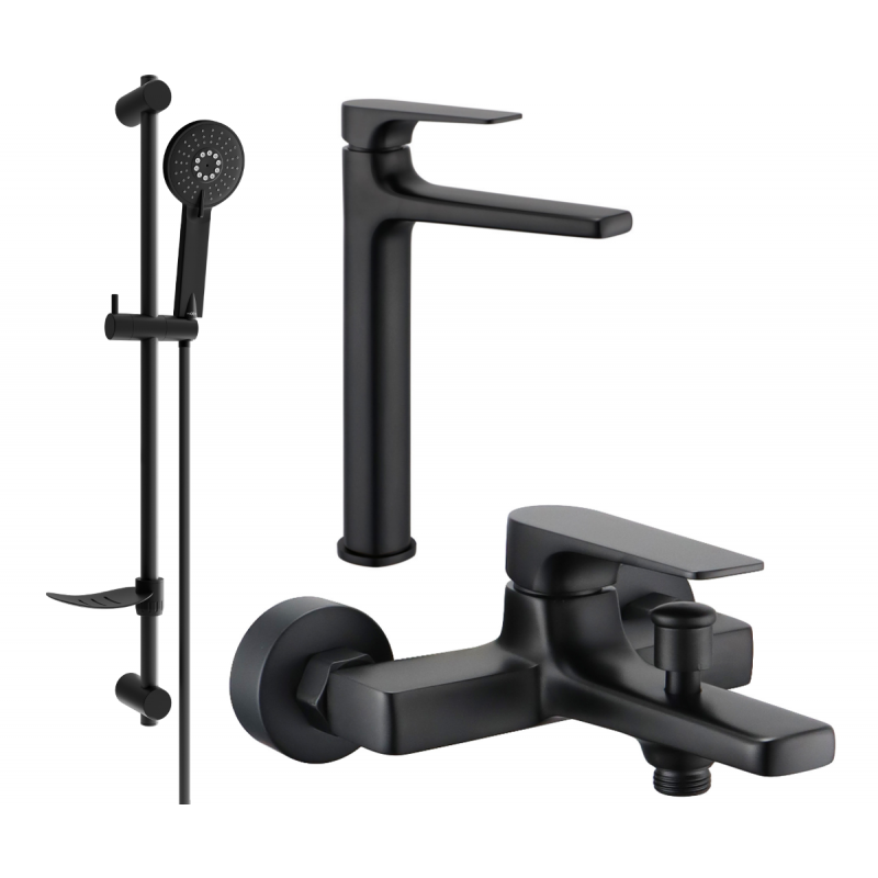 Mexen Lynx DF40 zestaw wannowy, czarny - 745913DF40-70