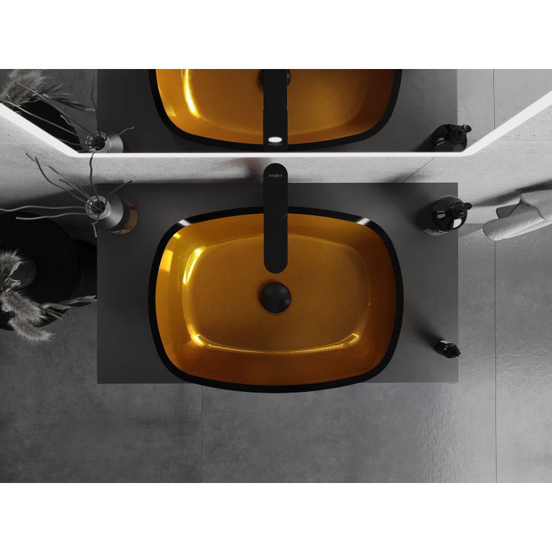 Mexen Araks szklana umywalka nablatowa 54 x 39 cm, złota - 24155450