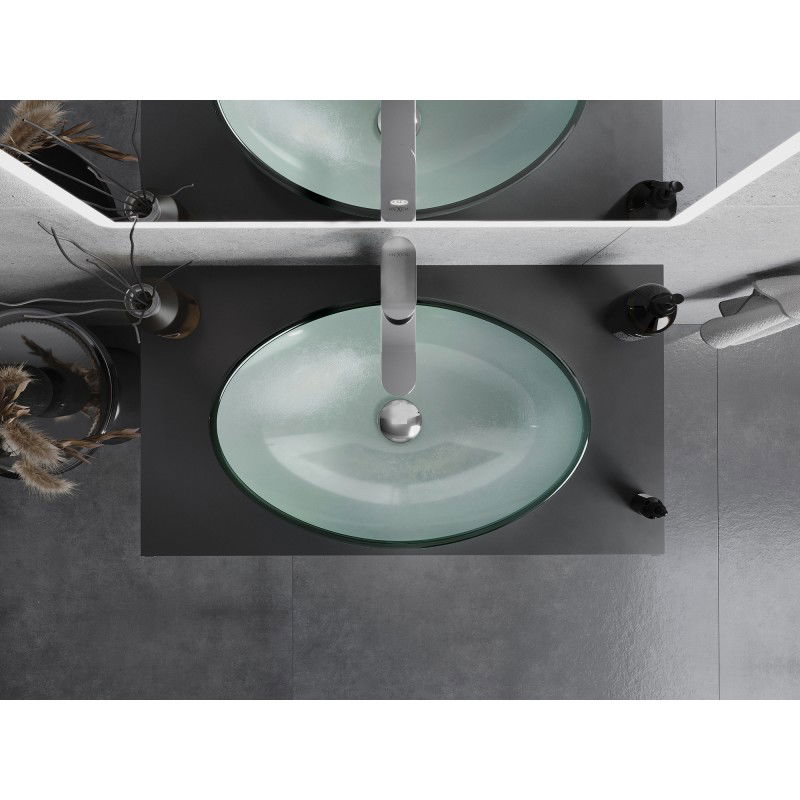 Mexen Sonia szklana umywalka nablatowa 54 x 37 cm, srebrna - 24145411
