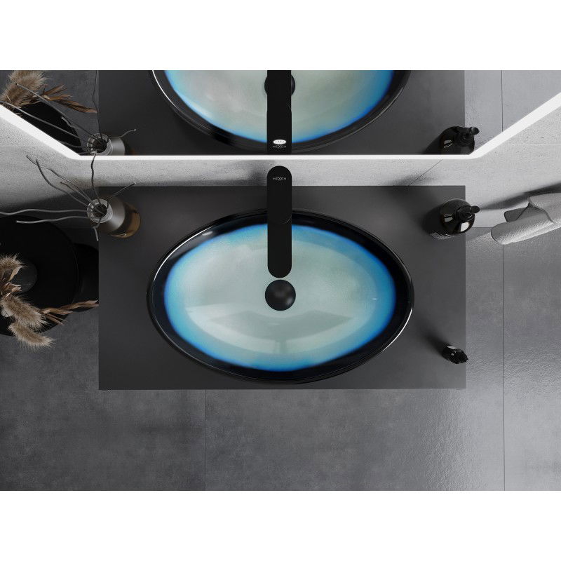 Mexen Sonia szklana umywalka nablatowa 54 x 37 cm, niebieska - 24145447