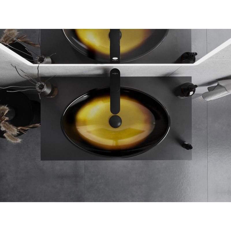 Mexen Sonia szklana umywalka nablatowa 54 x 37 cm, złota ciemna - 24145451